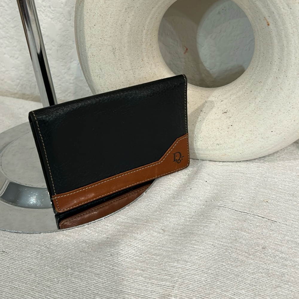 Christian Dior card brown leather slim/cards wallet unisex